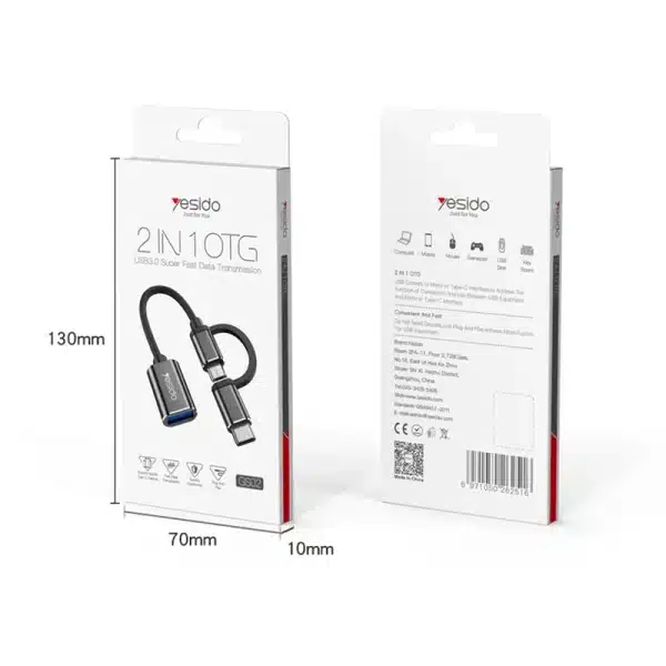 مبدل OTG microUSB/ USB-C به USB 3.0 یسیدو مدل GS02
